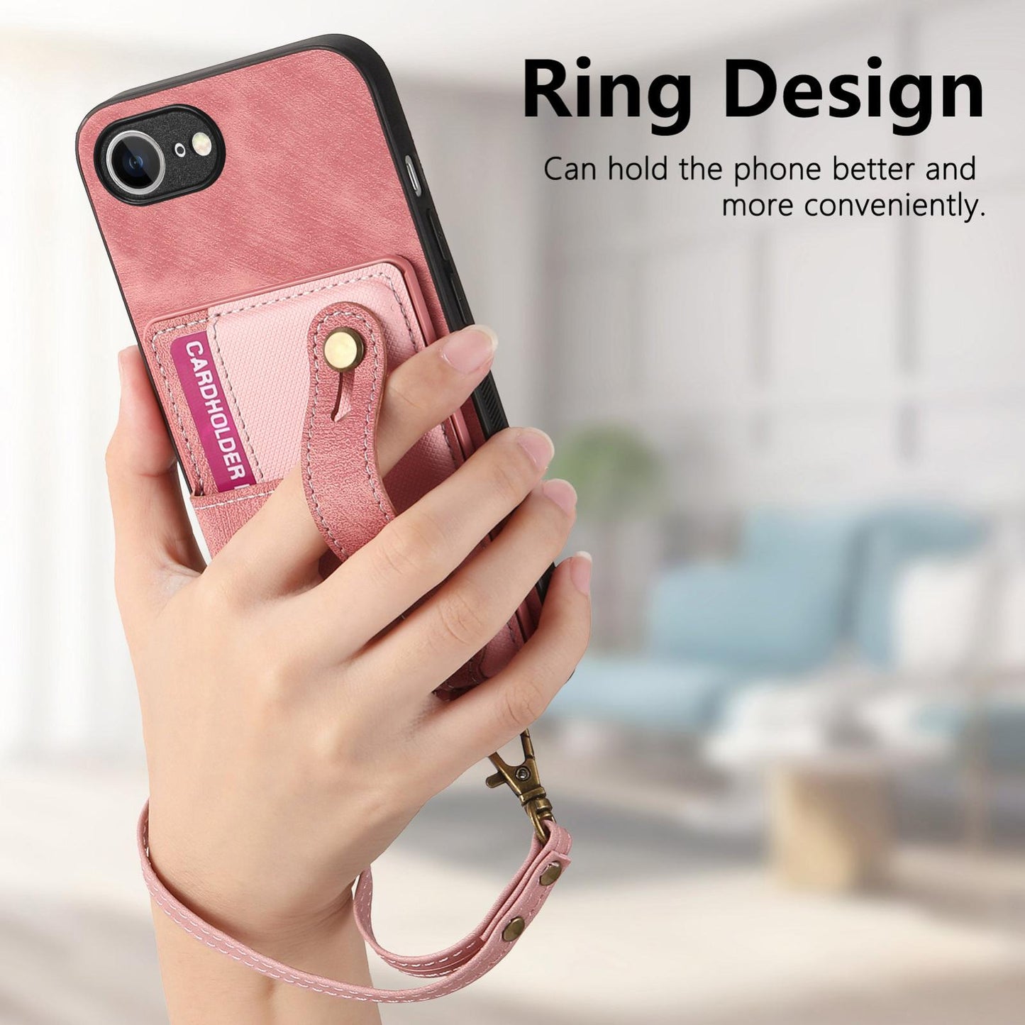 For iPhone 16e Retro Cross Wristband Wallet Leather Back Phone Case(Pink)