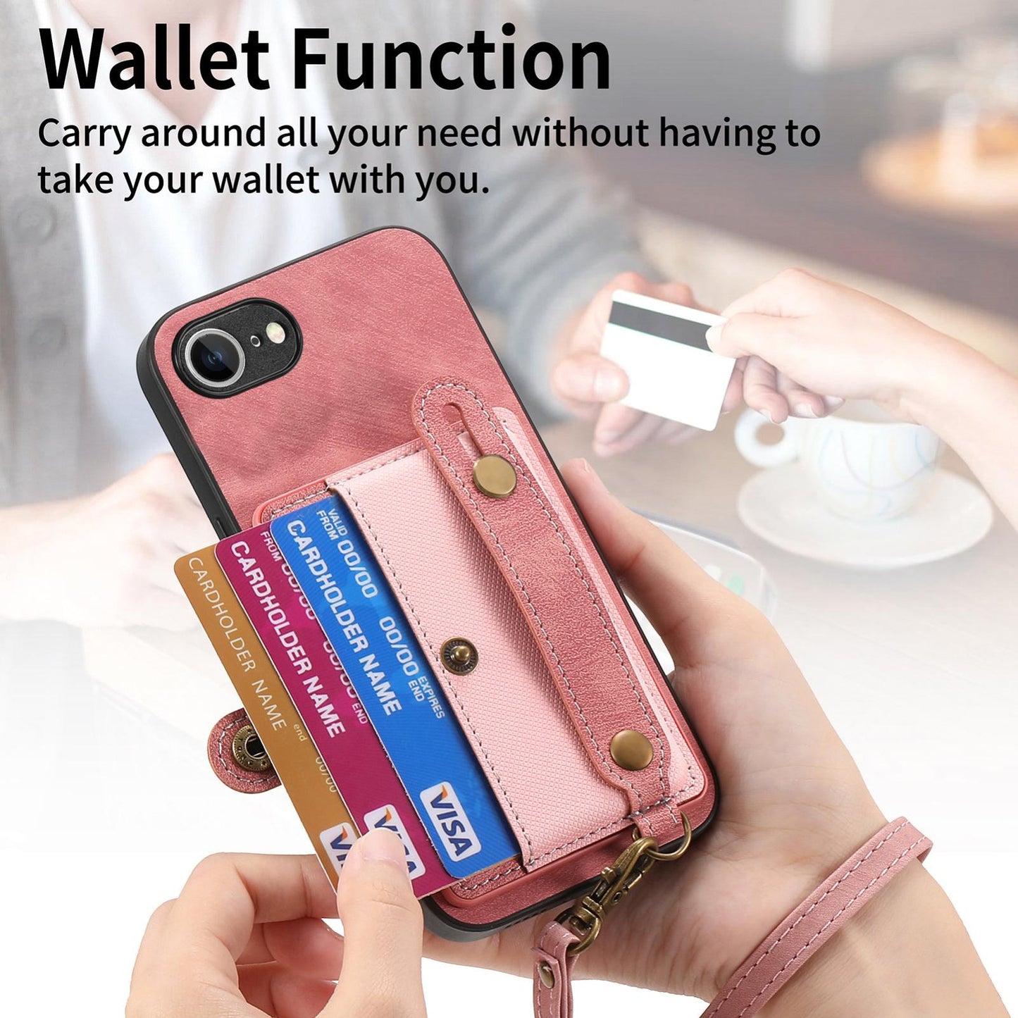 For iPhone 16e Retro Cross Wristband Wallet Leather Back Phone Case(Pink)