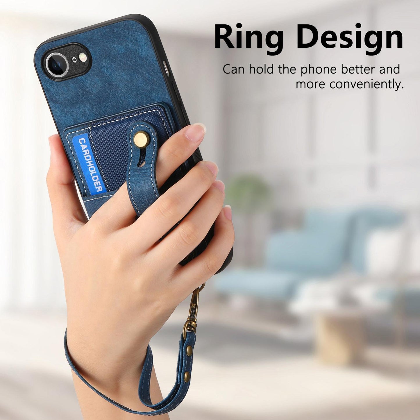 For iPhone 16e Retro Cross Wristband Wallet Leather Back Phone Case(Blue)