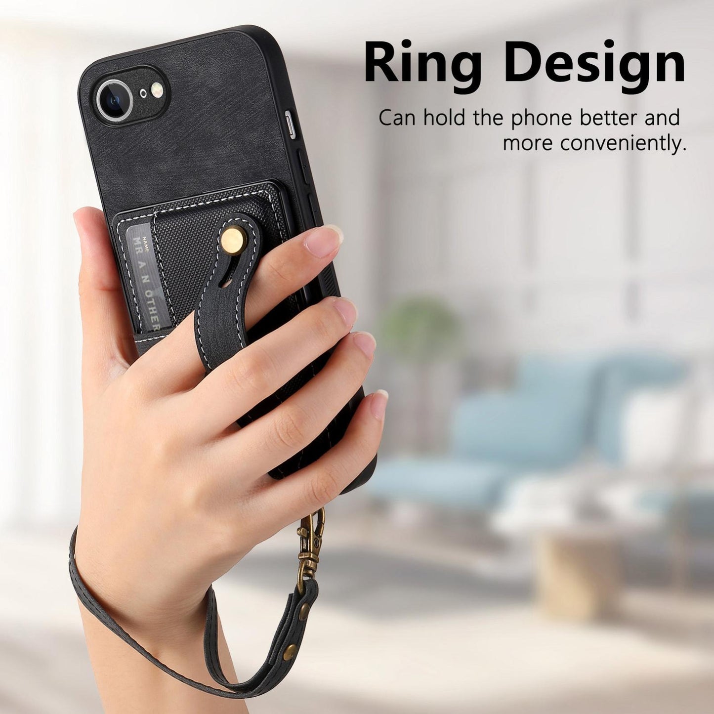 For iPhone 16e Retro Cross Wristband Wallet Leather Back Phone Case(Black)