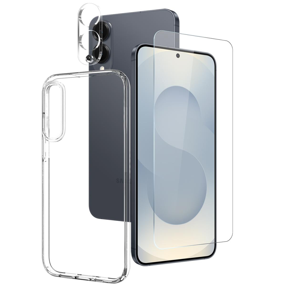 For Samsung Galaxy S25 Edge 5G NORTHJO TPU Case with Screen and Lens Film, Support Fingerprint Unlock(Transparent)