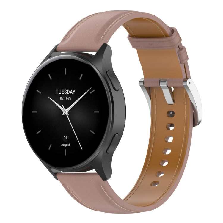 22mm Stainless Steel Quick Release Buckle Genuine Leather Watch Band, For Amazfit Bip 5 / GTR 4 / GTR 3