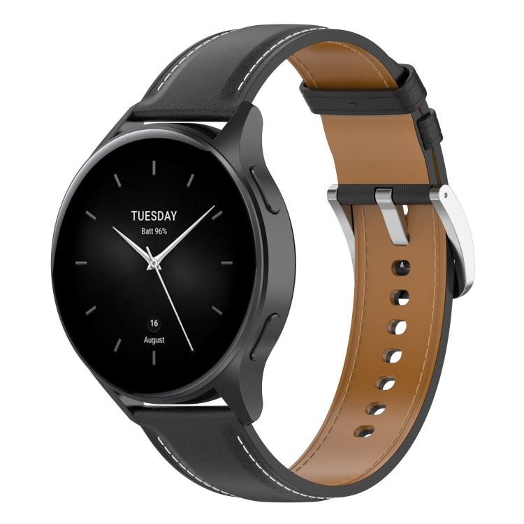 22mm Stainless Steel Quick Release Buckle Genuine Leather Watch Band, For Amazfit Bip 5 / GTR 4 / GTR 3
