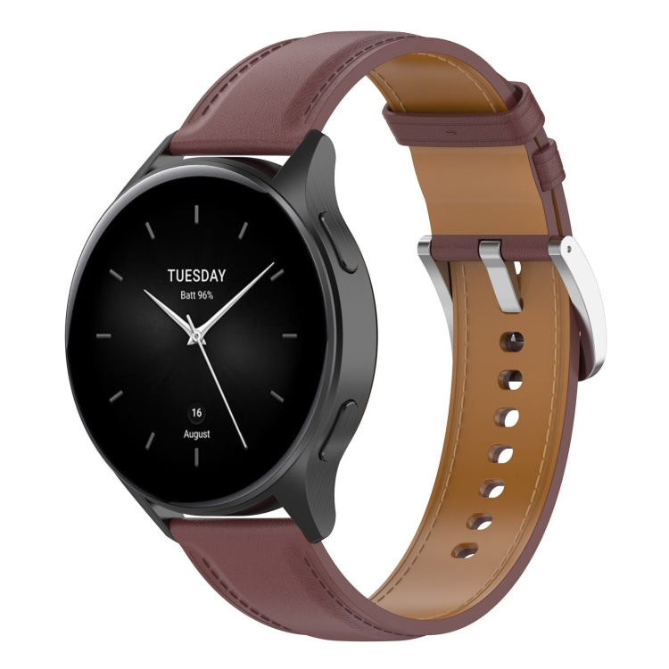 22mm Stainless Steel Quick Release Buckle Genuine Leather Watch Band, For Amazfit Bip 5 / GTR 4 / GTR 3