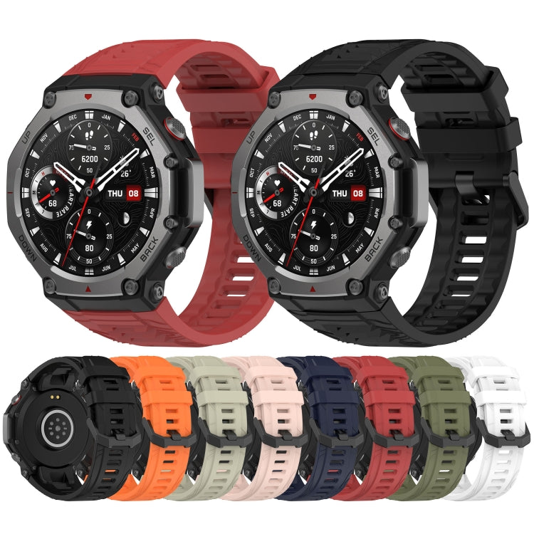 Solid Color Needle Buckle Silicone Watch Band, For Amazfit T-Rex 3