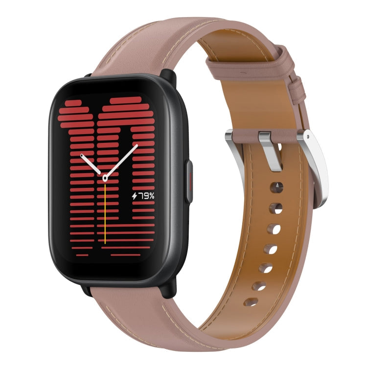 Stainless Steel Quick Release Buckle 20mm Genuine Leather Watch Band, For Amazfit Active