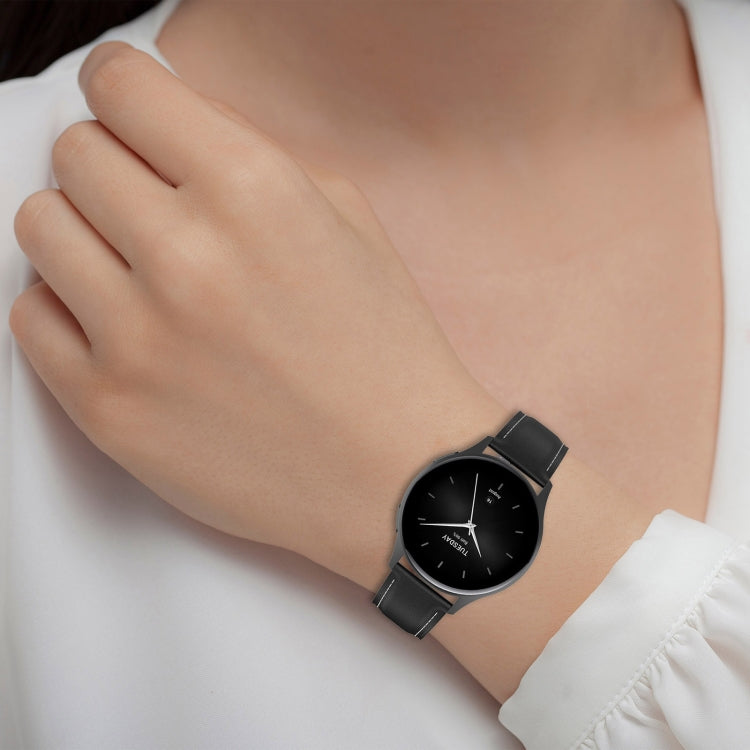 Stainless Steel Quick Release Buckle 20mm Genuine Leather Watch Band, For Amazfit Active
