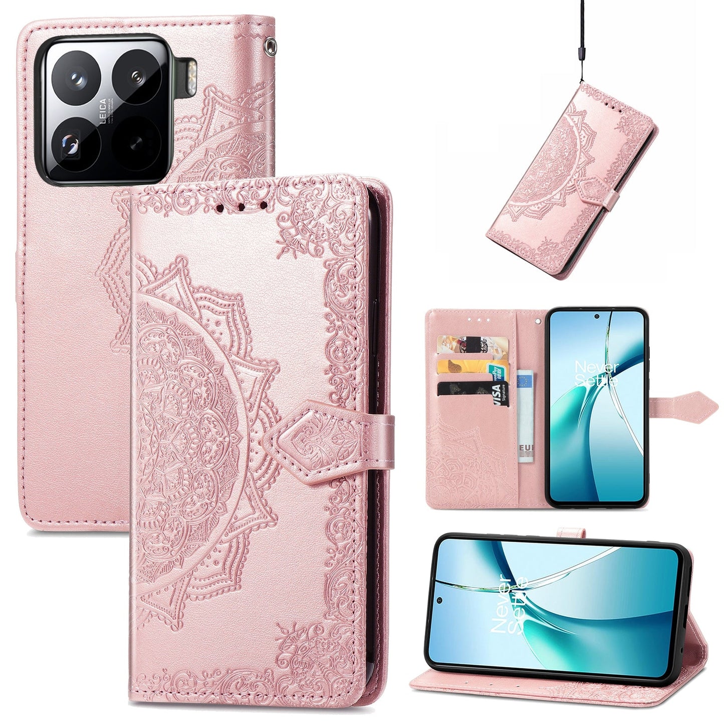 For Xiaomi 15 Pro Mandala Flower Embossed Leather Phone Case(Rose Gold)