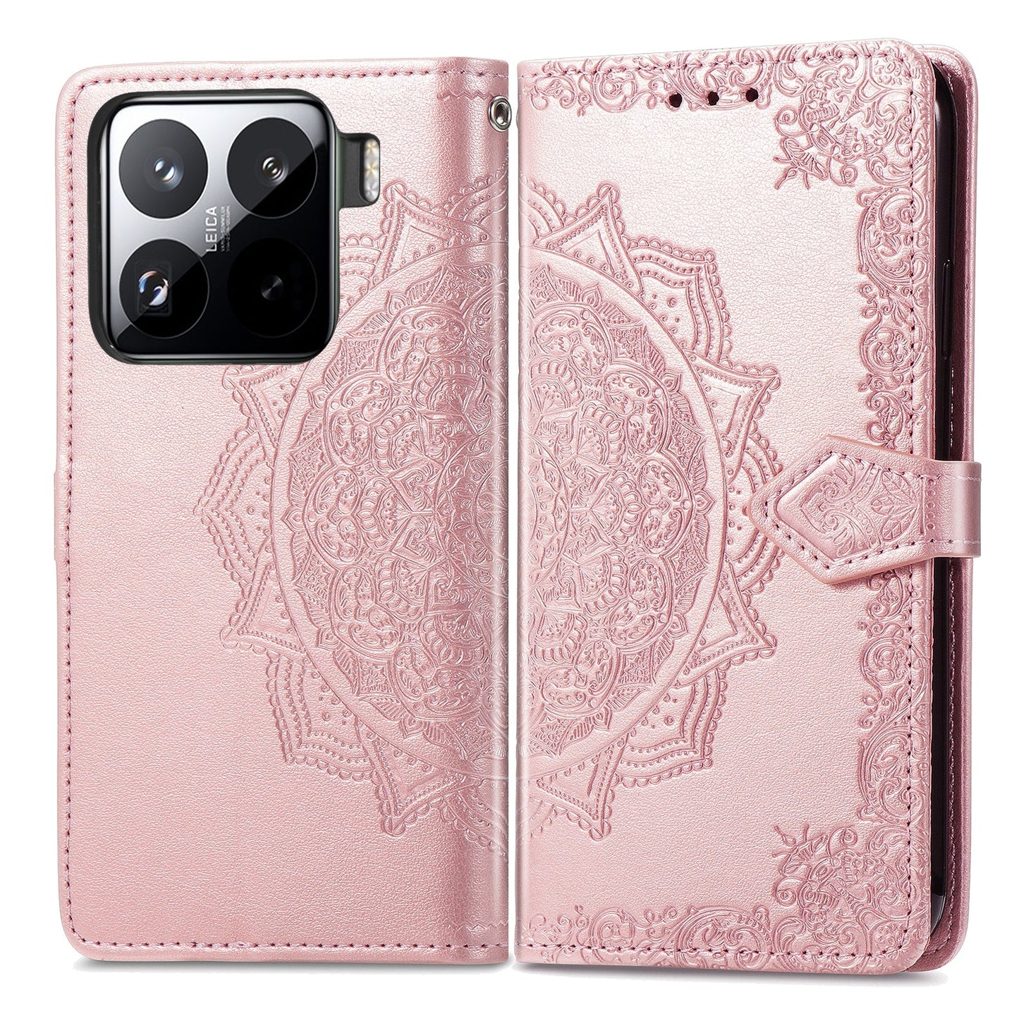 For Xiaomi 15 Pro Mandala Flower Embossed Leather Phone Case(Rose Gold)
