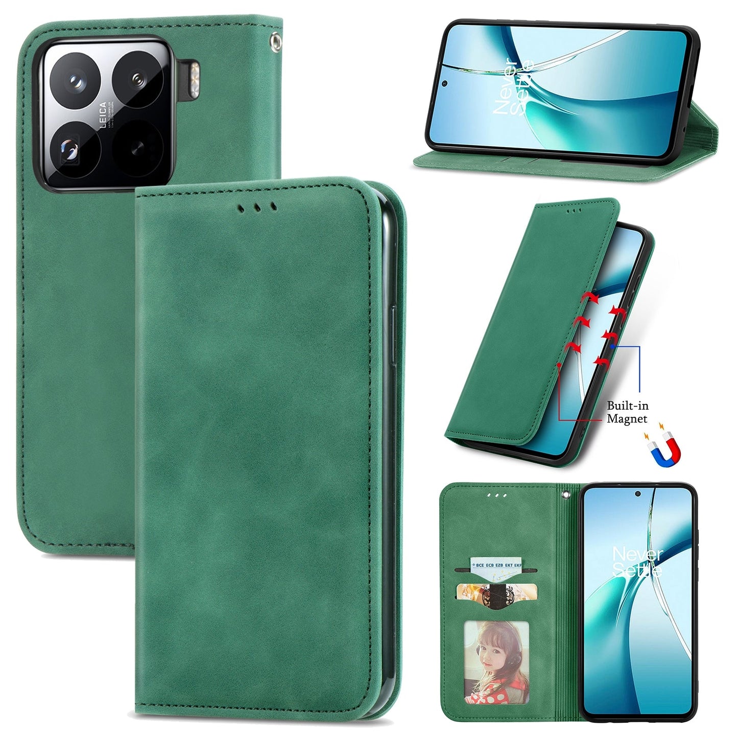 For Xiaomi 15 Pro Retro Skin Feel Magnetic Flip Leather Phone Case(Green)