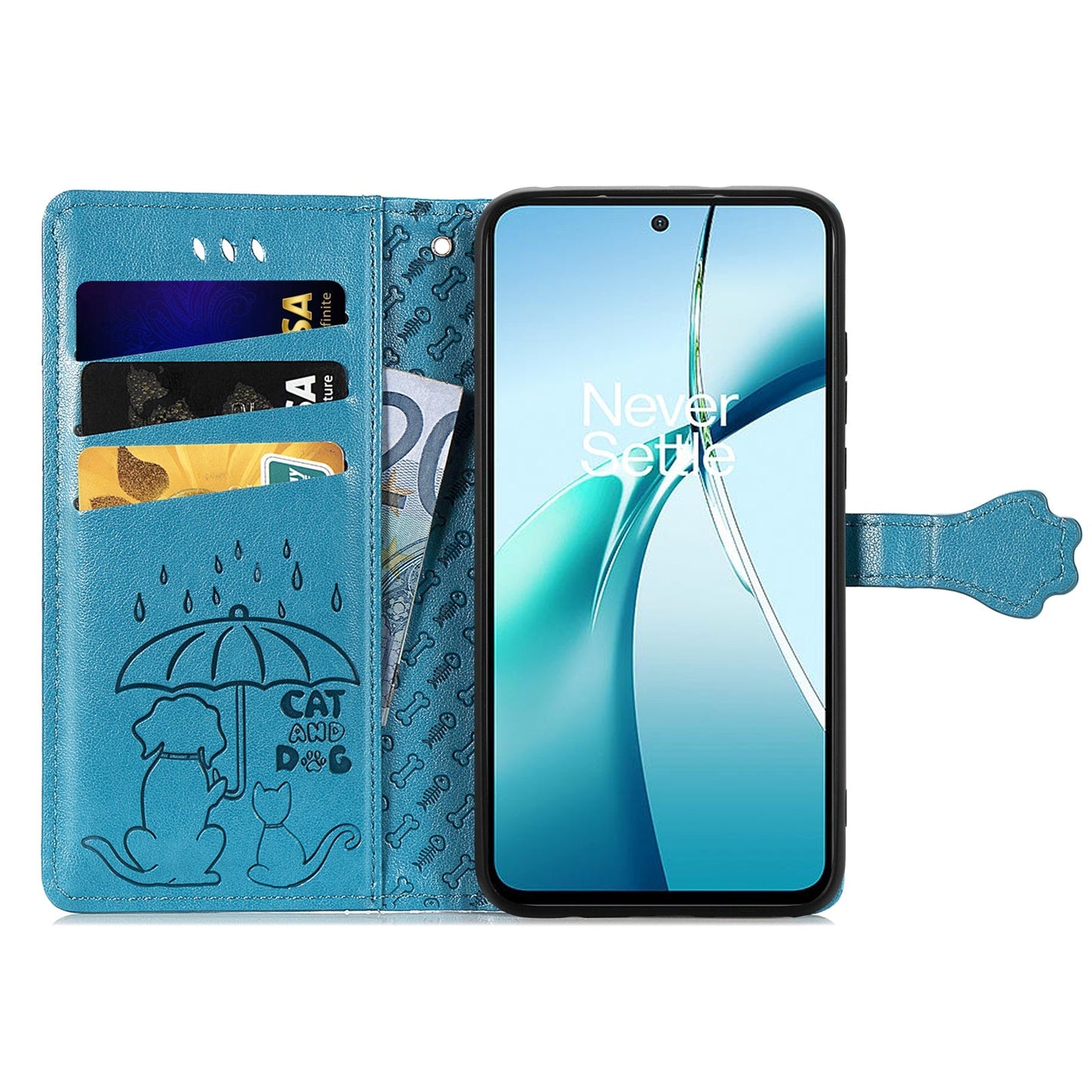 For Xiaomi 15 Pro Cat and Dog Embossed Leather Phone Case(Blue)