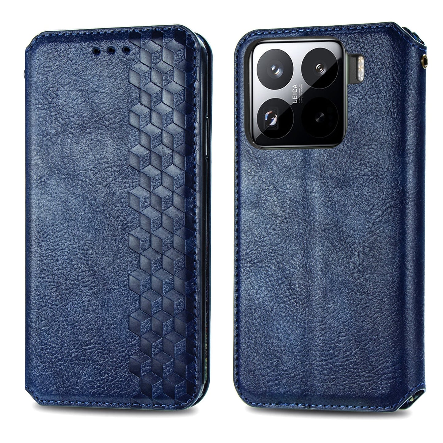 For Xiaomi 15 Pro Cubic Grid Pressed Magnetic Leather Phone Case(Blue)