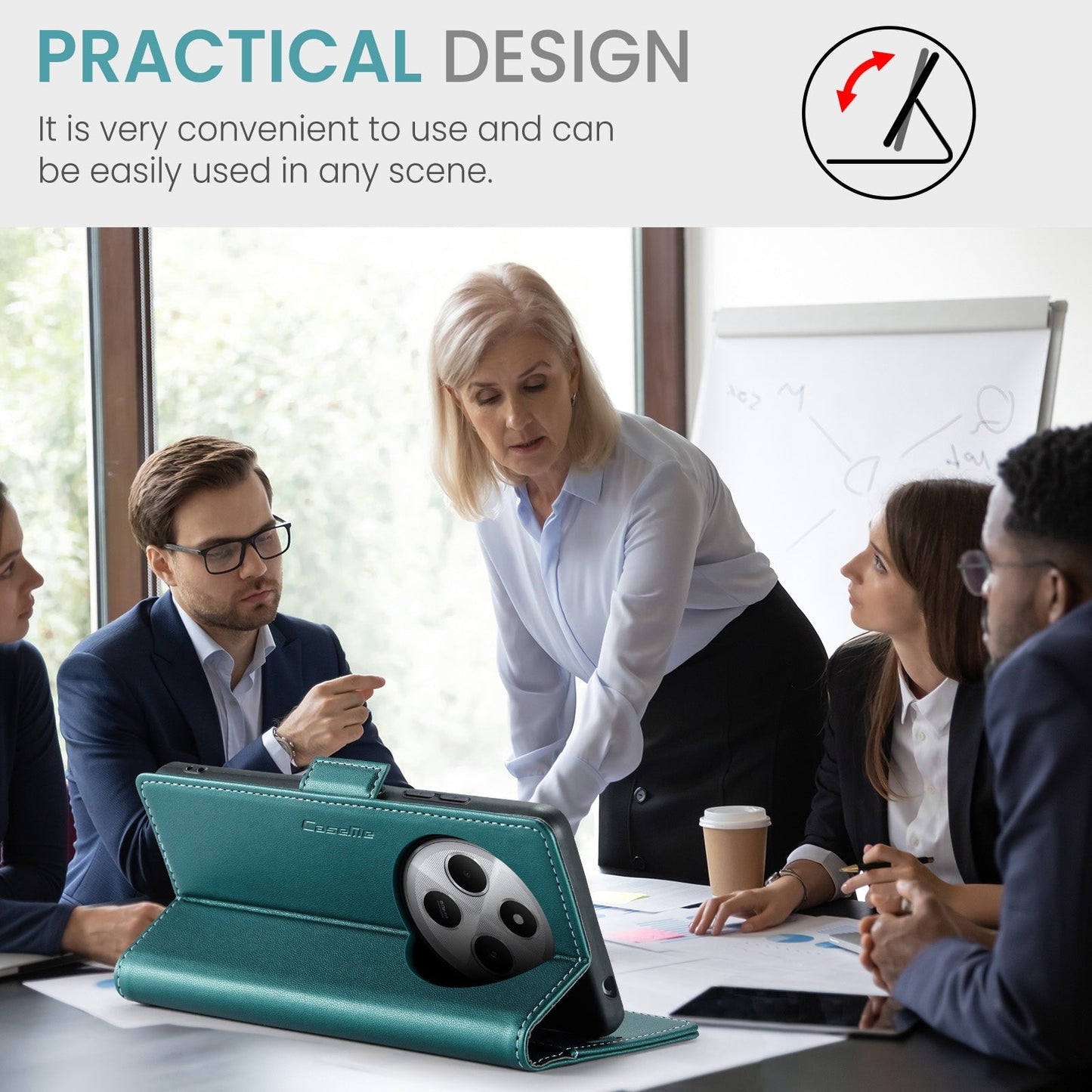 For Redmi 14C CaseMe 023 Butterfly Buckle Litchi Texture RFID Anti-theft Leather Phone Case(Green)