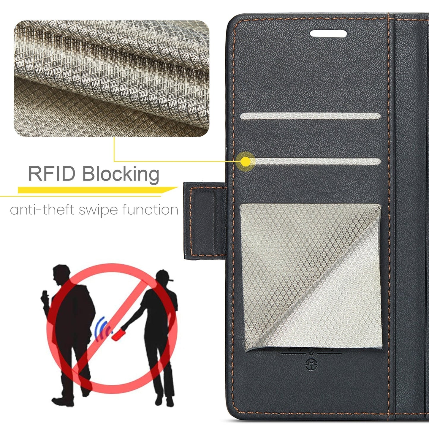 For Redmi 14C CaseMe 023 Butterfly Buckle Litchi Texture RFID Anti-theft Leather Phone Case(Black)