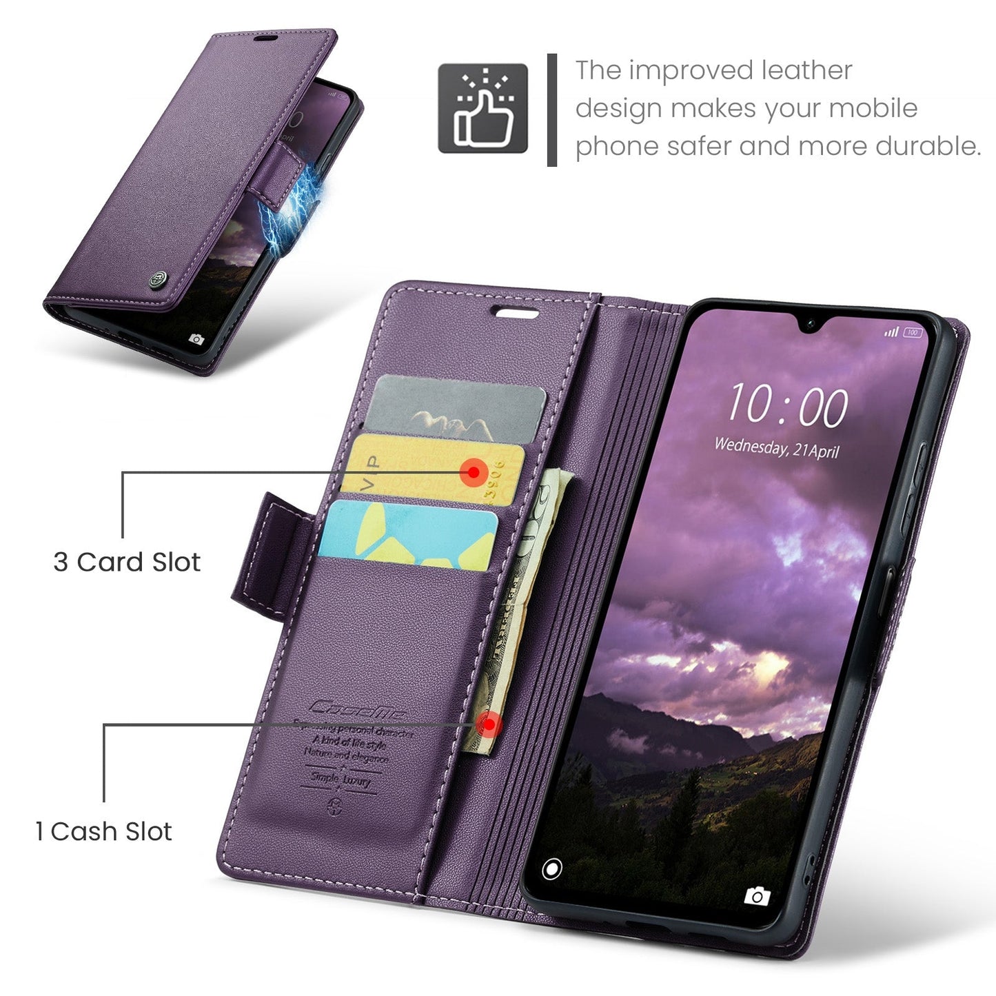 For Redmi 14C CaseMe 023 Butterfly Buckle Litchi Texture RFID Anti-theft Leather Phone Case(Purple)