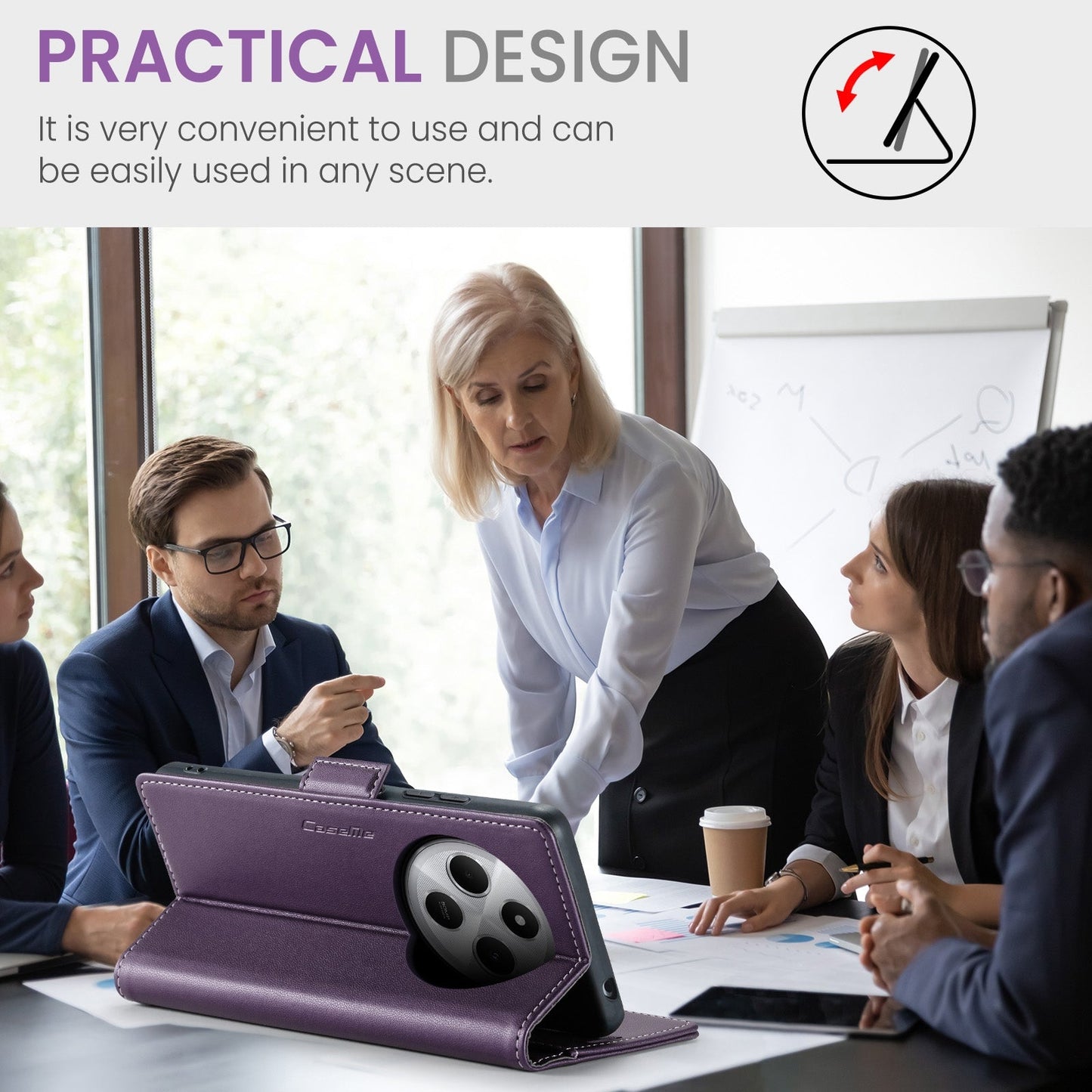 For Redmi 14C CaseMe 023 Butterfly Buckle Litchi Texture RFID Anti-theft Leather Phone Case(Purple)