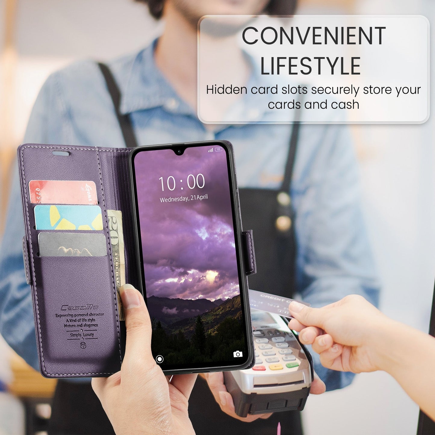 For Redmi 14C CaseMe 023 Butterfly Buckle Litchi Texture RFID Anti-theft Leather Phone Case(Purple)