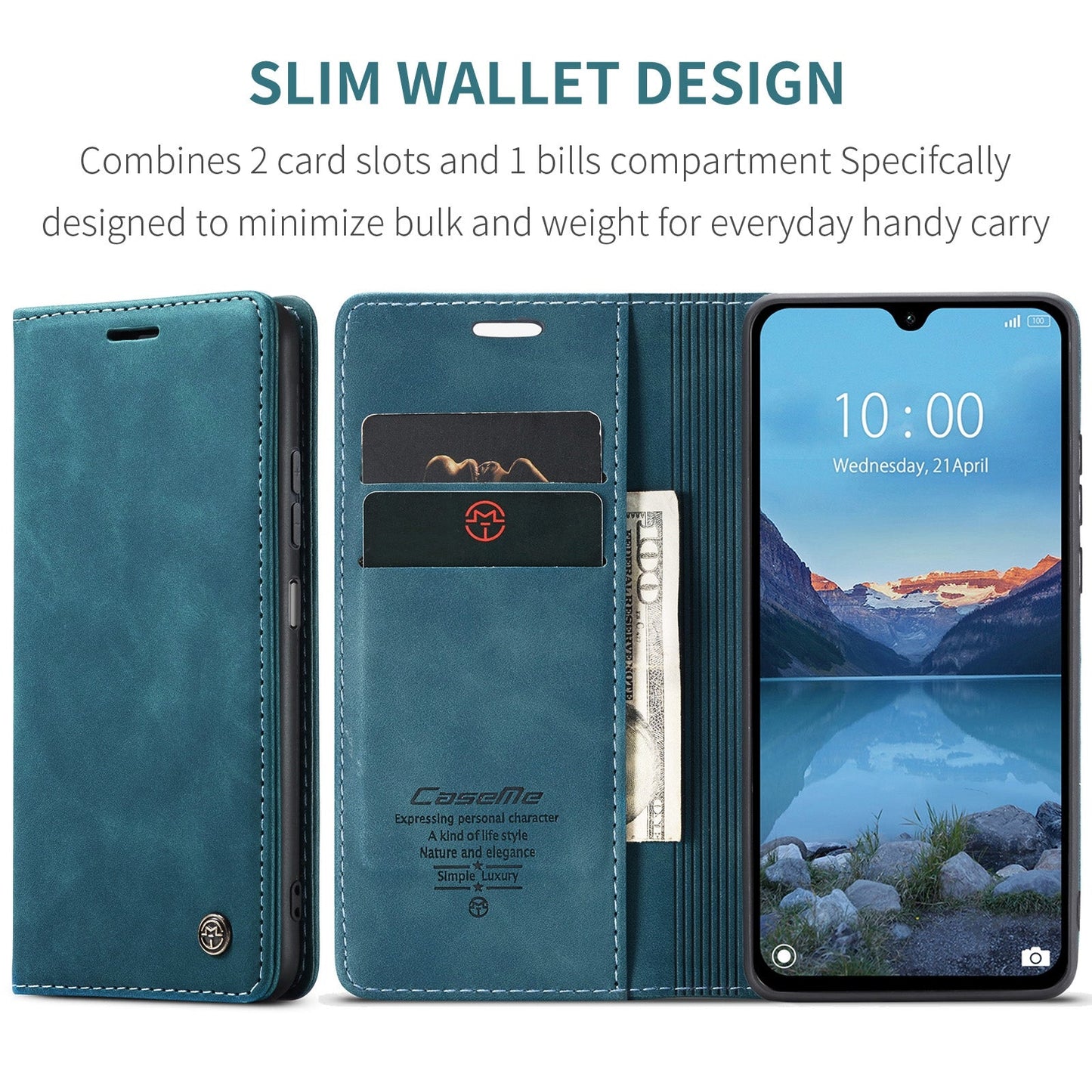 For Redmi 14C CaseMe 013 Multifunctional Horizontal Flip Leather Phone Case(Blue)