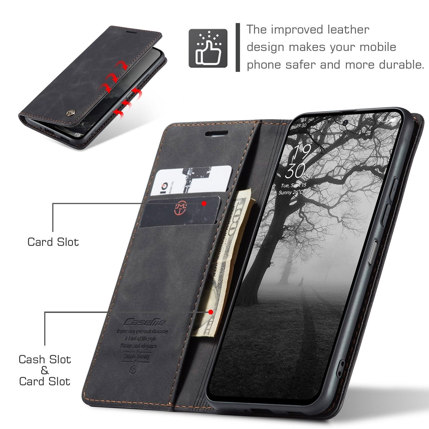 For Redmi 14C CaseMe 013 Multifunctional Horizontal Flip Leather Phone Case(Black)