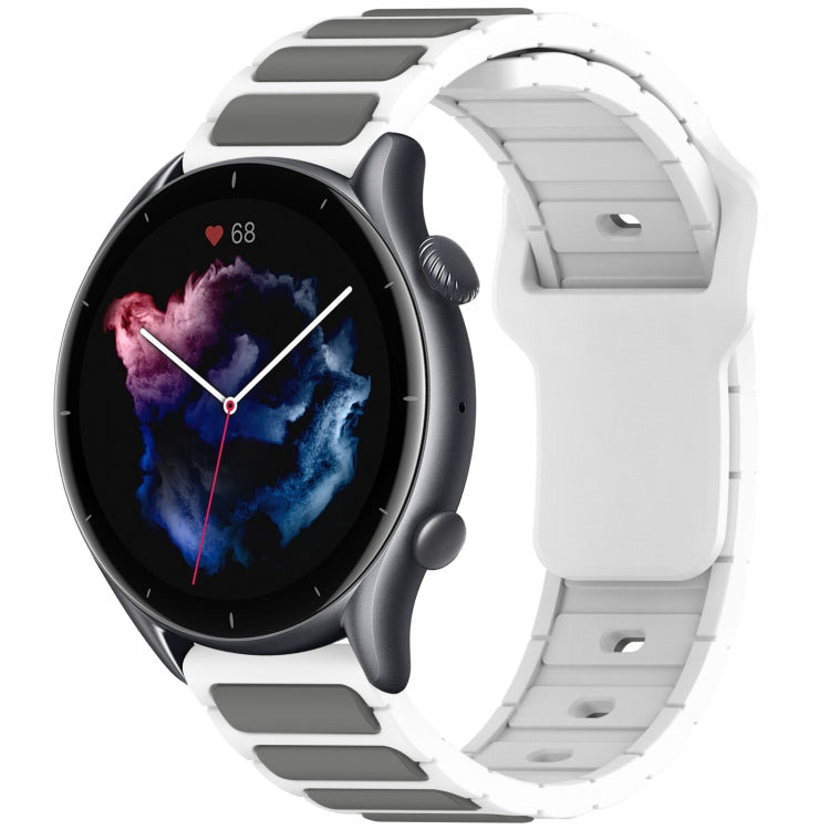 Flat Head Dual Color 22mm Quick Release Silicone Watch Band, For Amazfit Bip 5 / GTR 4 / GTR 3