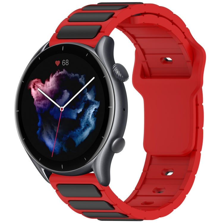 Flat Head Dual Color 22mm Quick Release Silicone Watch Band, For Amazfit Bip 5 / GTR 4 / GTR 3