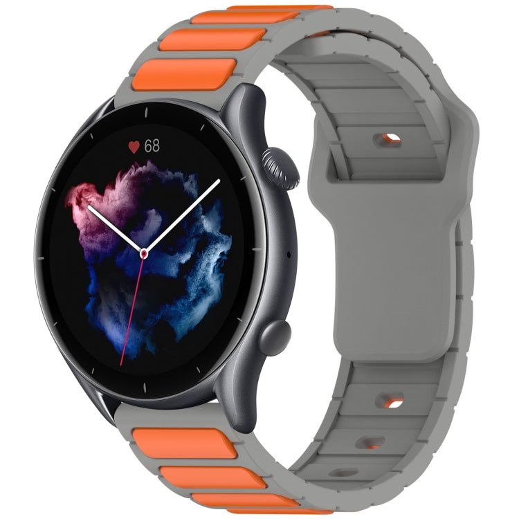 Flat Head Dual Color 22mm Quick Release Silicone Watch Band, For Amazfit Bip 5 / GTR 4 / GTR 3