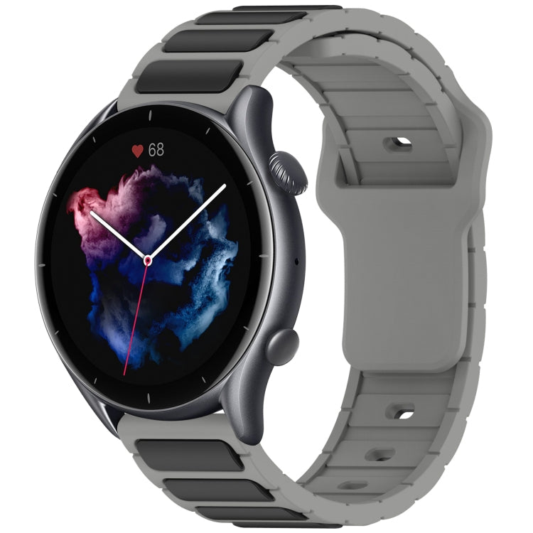 Flat Head Dual Color 22mm Quick Release Silicone Watch Band, For Amazfit Bip 5 / GTR 4 / GTR 3