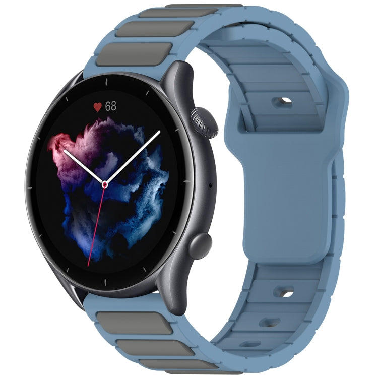 Flat Head Dual Color 22mm Quick Release Silicone Watch Band, For Amazfit Bip 5 / GTR 4 / GTR 3