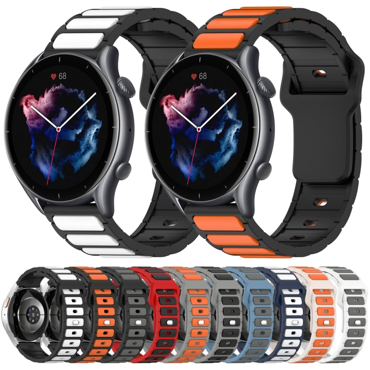 Flat Head Dual Color 22mm Quick Release Silicone Watch Band, For Amazfit Bip 5 / GTR 4 / GTR 3