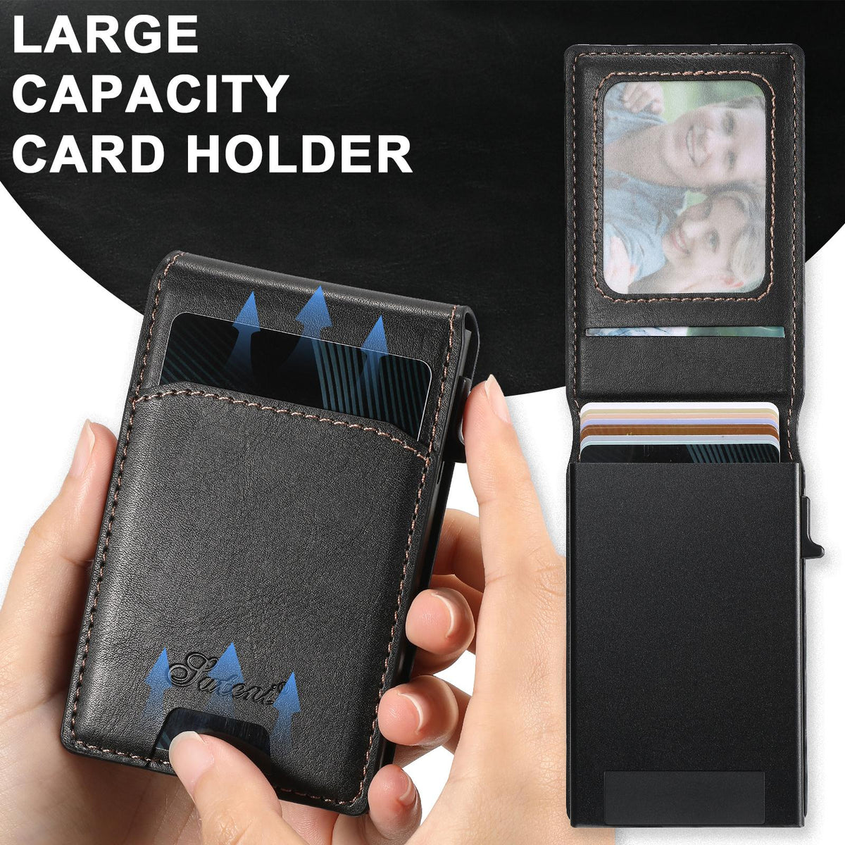 Compatible with iPhone 18 Pro Max Suteni H19 Oil Wax 2-in-1 MagSafe Removable Card Box Back Phone Case - Black