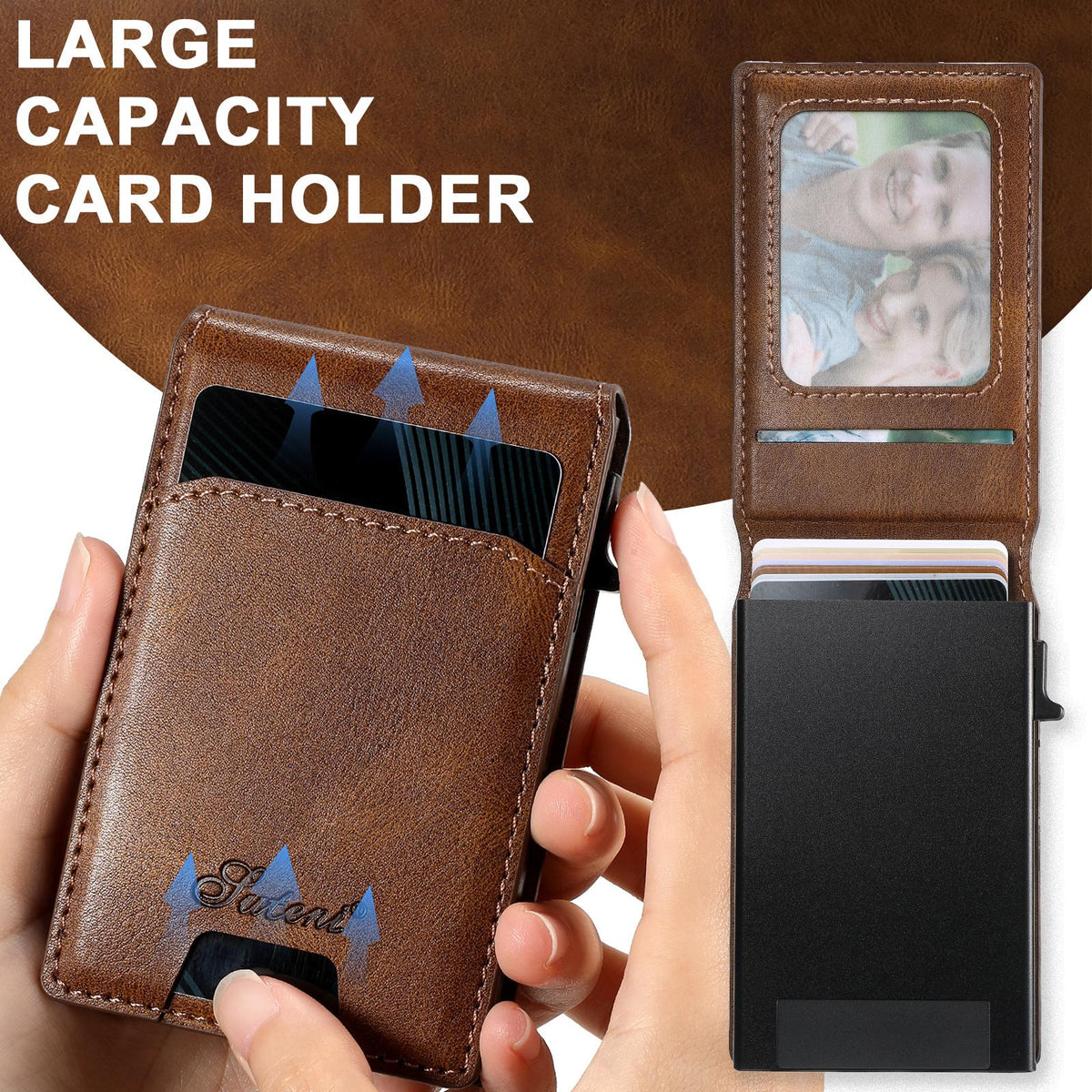 Compatible with iPhone 18 Pro Max Suteni H19 Oil Wax 2-in-1 MagSafe Removable Card Box Back Phone Case - Brown