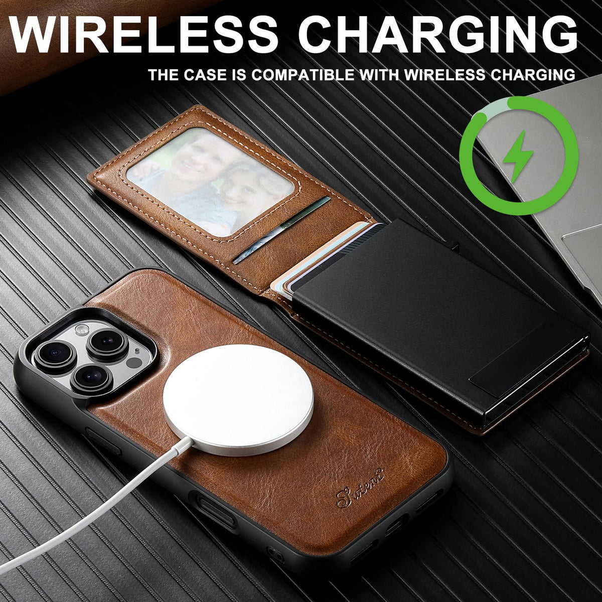 Compatible with iPhone 18 Pro Max Suteni H19 Oil Wax 2-in-1 MagSafe Removable Card Box Back Phone Case - Brown