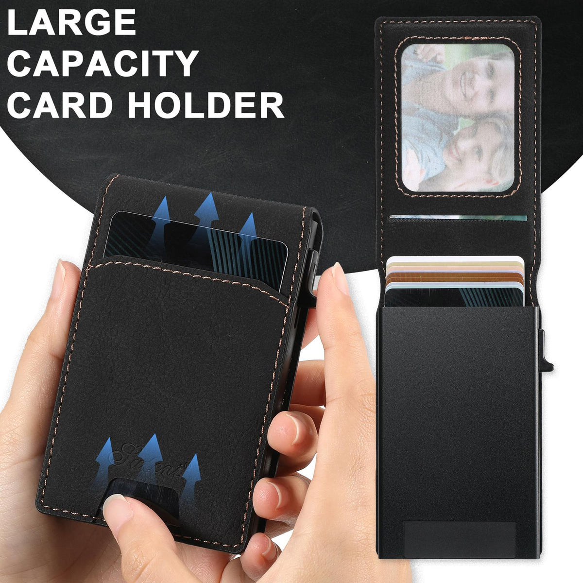 Compatible with iPhone 18 Pro Max Suteni H19 Litchi Grain 2-in-1 MagSafe Removable Card Box Back Phone Case - Black