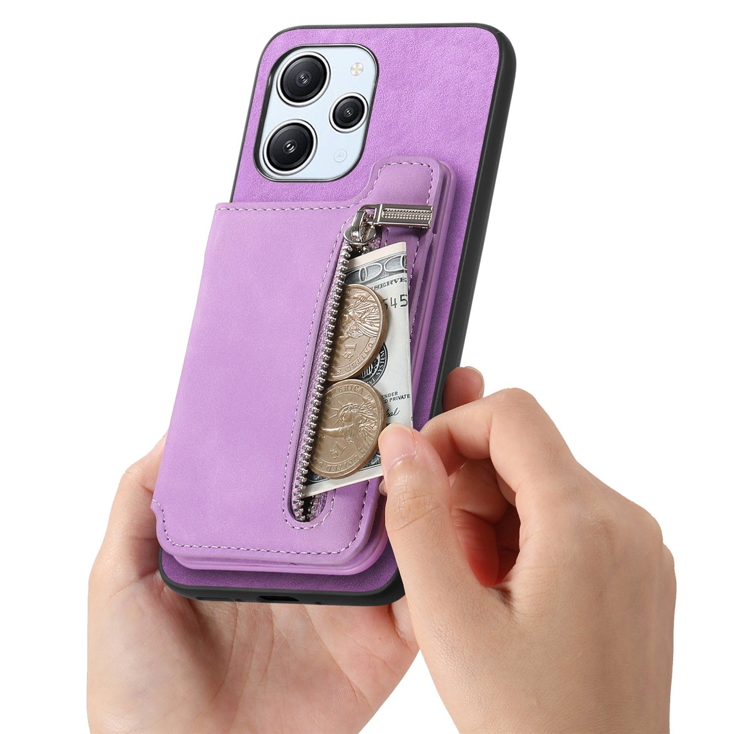 For Xiaomi 15 Retro MagSafe Zipper Wallet Card Bag Back Phone Case(Purple)
