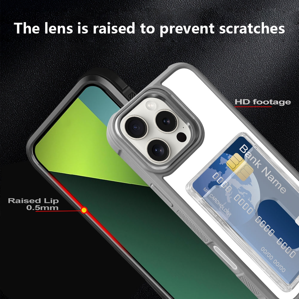 Compatible with iPhone 18 Pro Max Electroplated Card Bag Acrylic Dual-Layer TPU Phone Case - Black