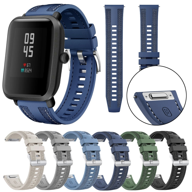 Push Connector 22mm Hybrid Nylon Silicone Watch Band, For Amazfit Bip 5 / GTR 4