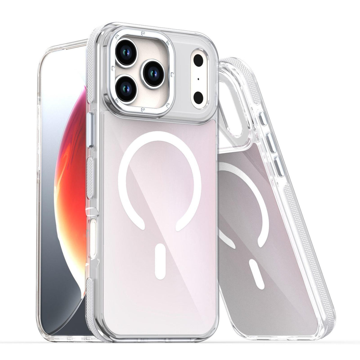 Compatible with iPhone 18 Pro Dual-Color Gradient Discolor MagSafe Phone Case - White