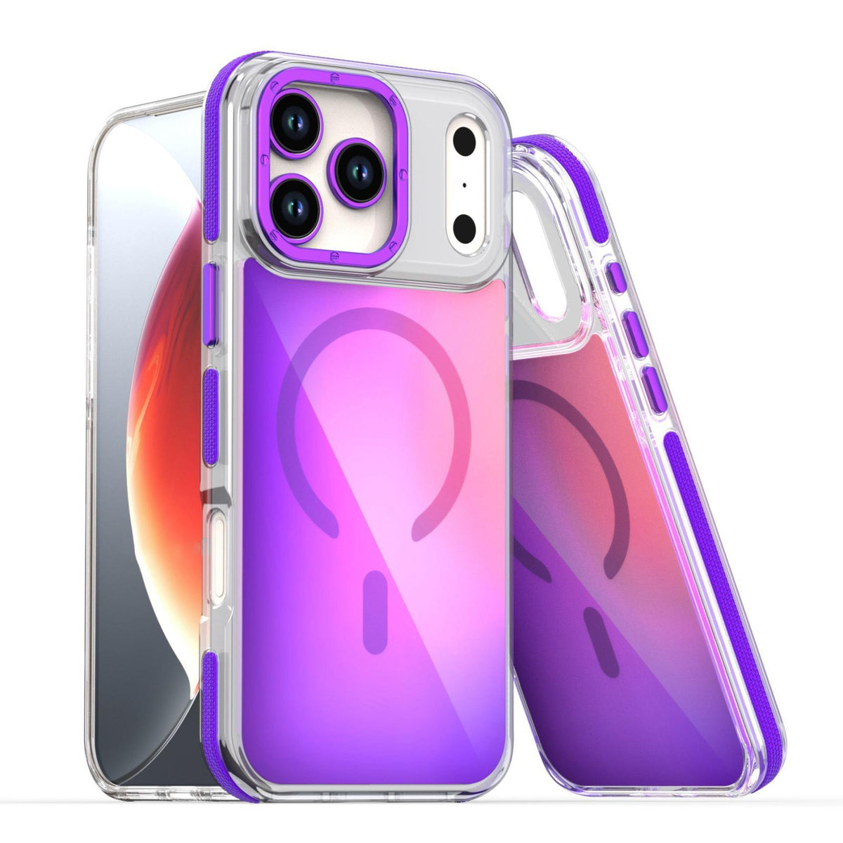 Compatible with iPhone 18 Pro Max Dual-Color Gradient Discolor MagSafe Phone Case - Purple