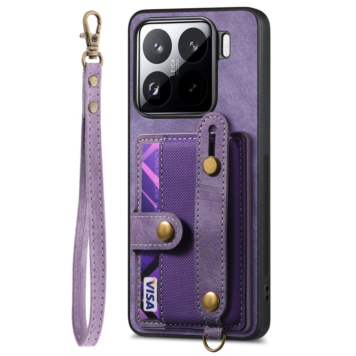 For Xiaomi 15 Retro Cross Wristband Wallet Leather Back Phone Case(Purple)