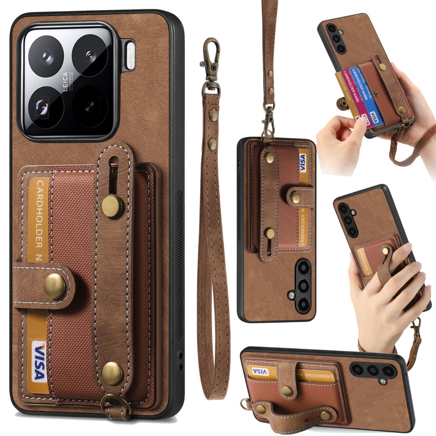 For Xiaomi 15 Pro Retro Cross Wristband Wallet Leather Back Phone Case(Brown)