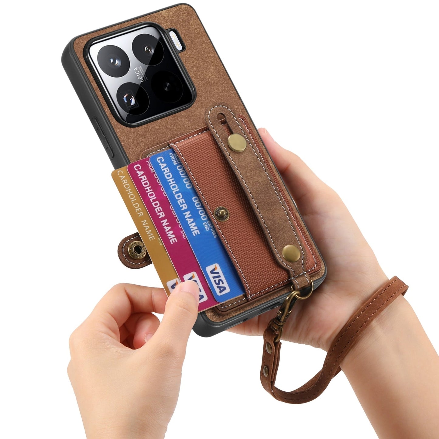 For Xiaomi 15 Pro Retro Cross Wristband Wallet Leather Back Phone Case(Brown)