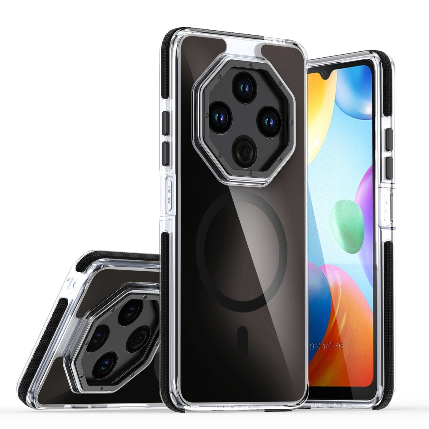 For Xiaomi Redmi 14C 4G Dual-Color Gradient Discolor MagSafe Phone Case(Black)