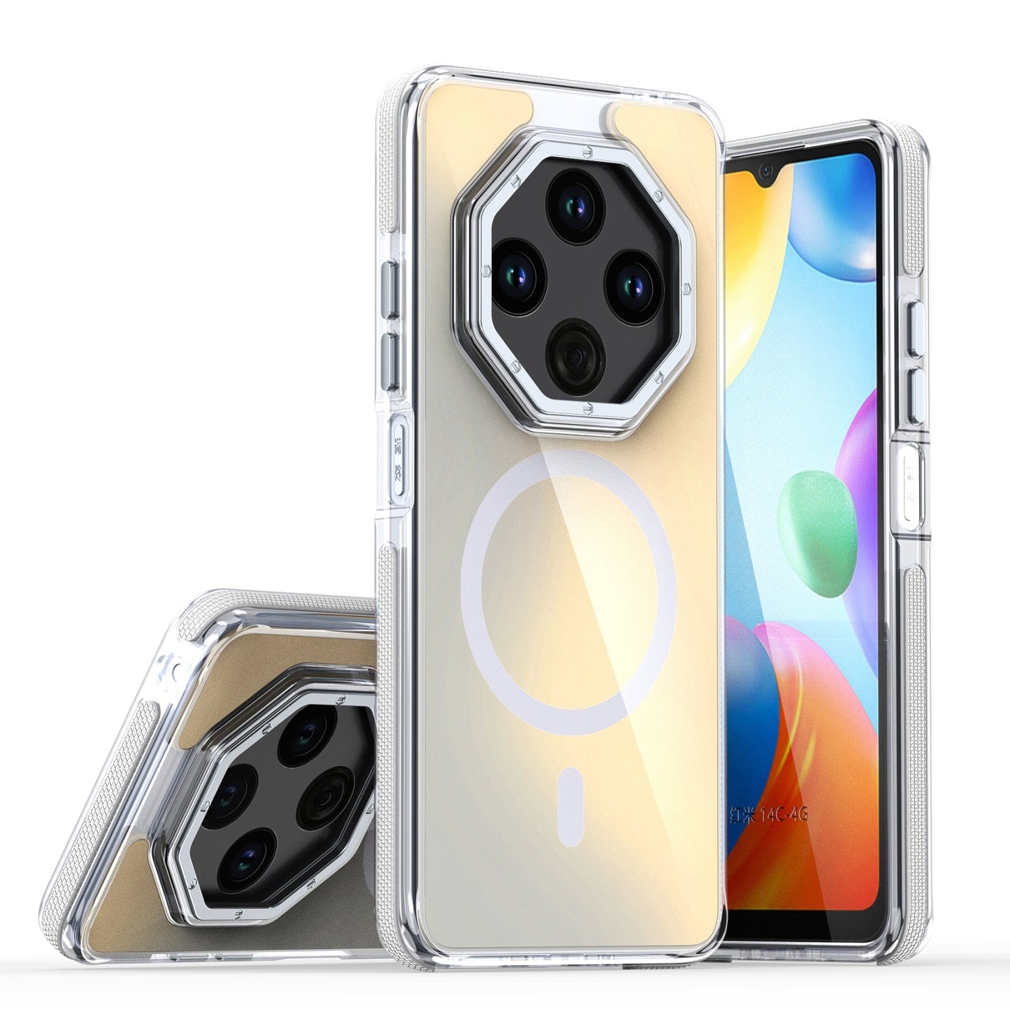 For Xiaomi Redmi 14C 4G Dual-Color Gradient Discolor MagSafe Phone Case(White)