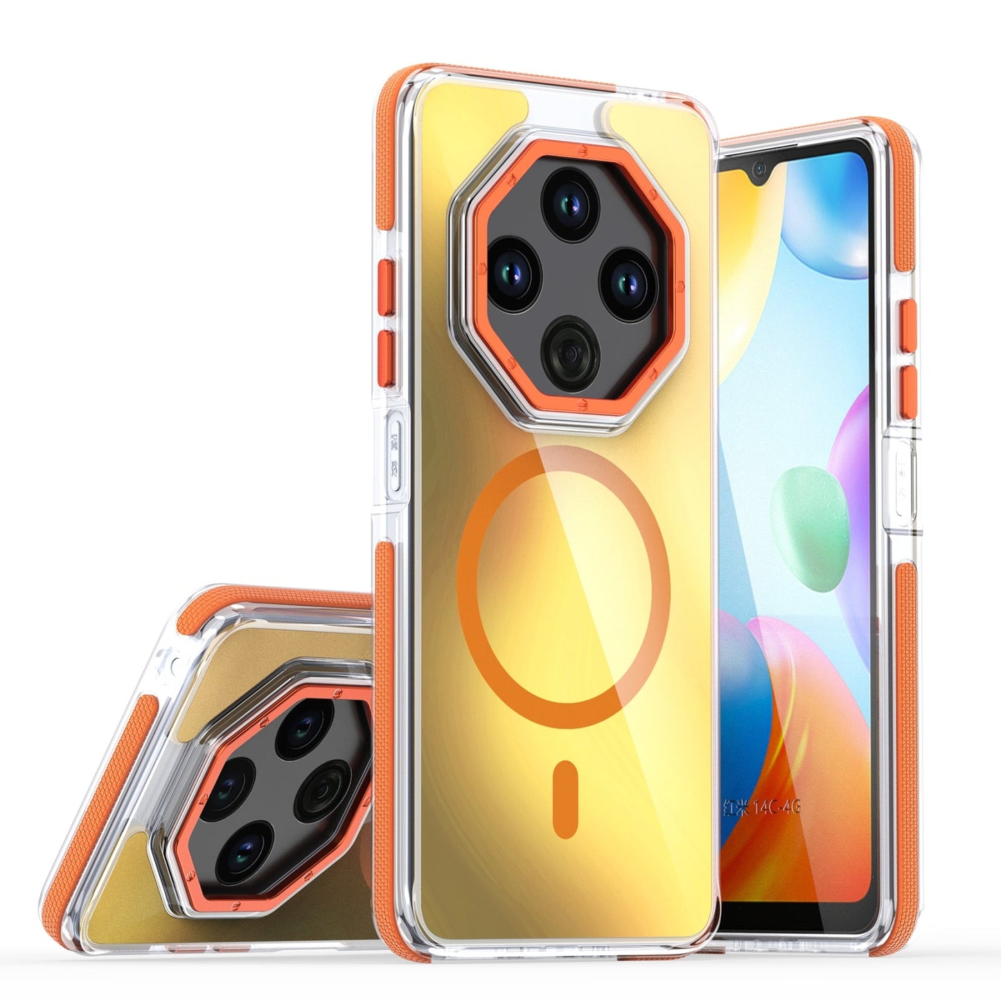 For Xiaomi Redmi 14C 4G Dual-Color Gradient Discolor MagSafe Phone Case(Orange)