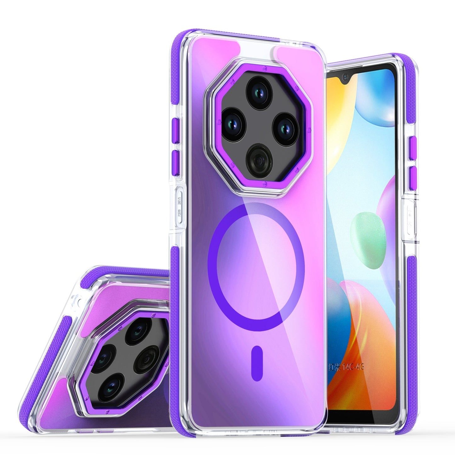 For Xiaomi Redmi 14C 4G Dual-Color Gradient Discolor MagSafe Phone Case(Purple)