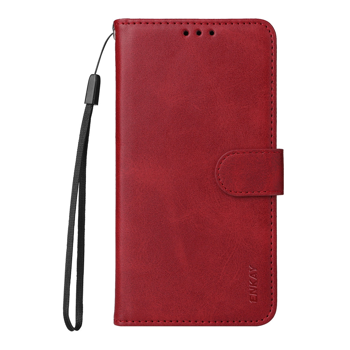 For iPhone 16e ENKAY Card Wallet Calf Texture Leather Phone Case with Screen Film(Red)