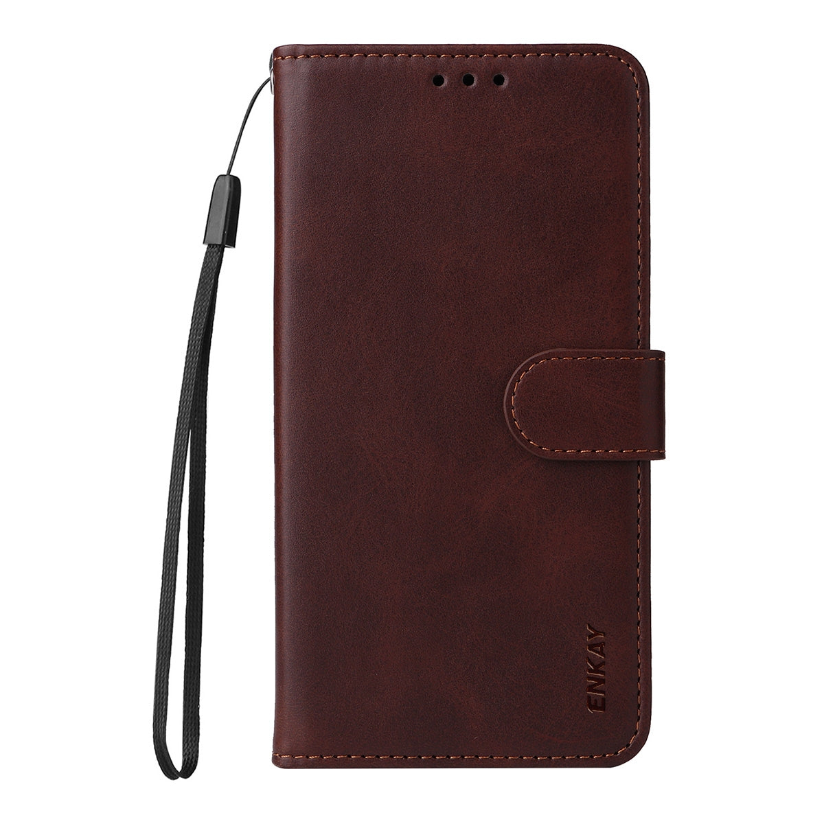 For iPhone 16e ENKAY Card Wallet Calf Texture Leather Phone Case with Screen Film(Brown)