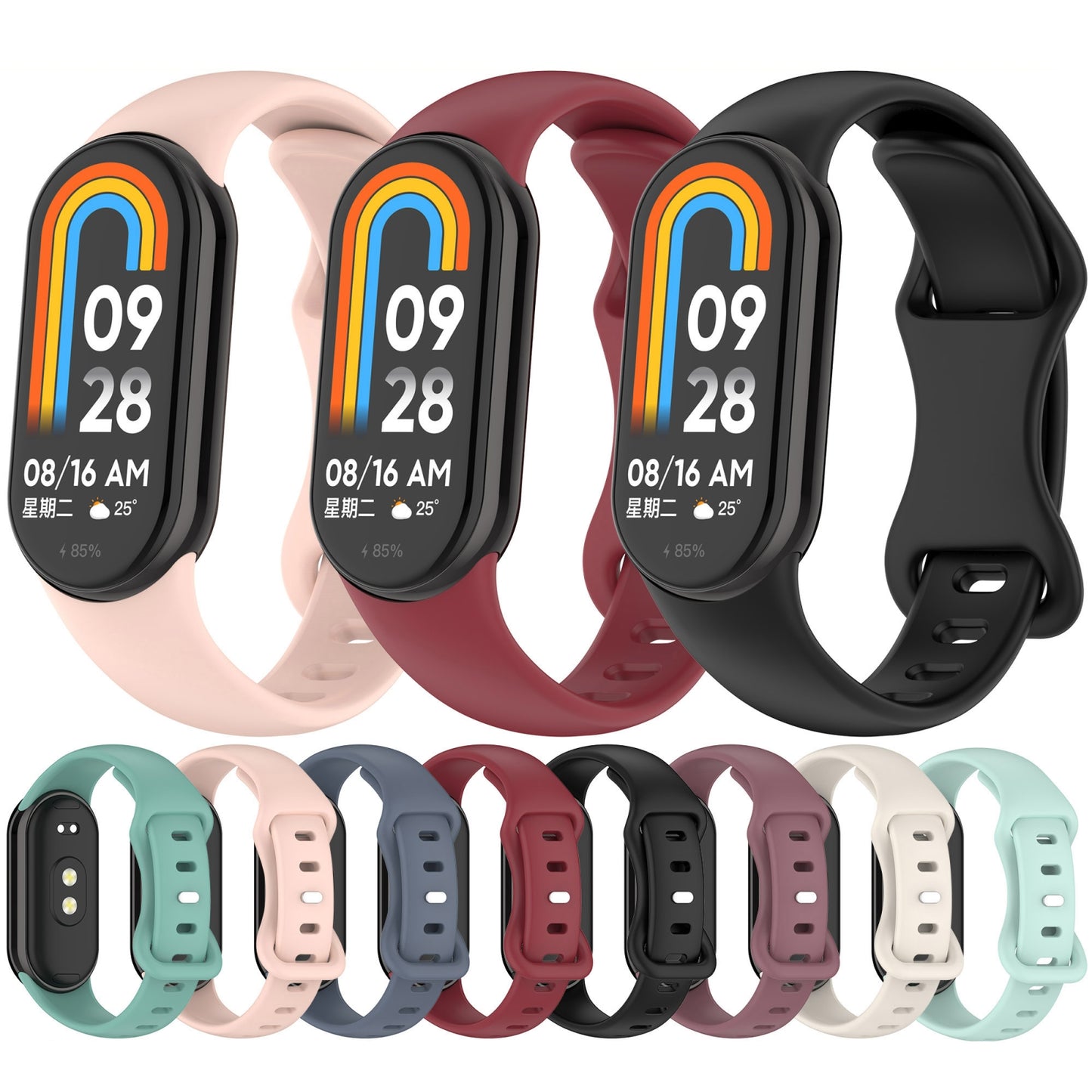 For Xiaomi Smart Band 10 / 9 / 8 Splayed Tail Reverse Buckle Silicone Watch Band(Black)