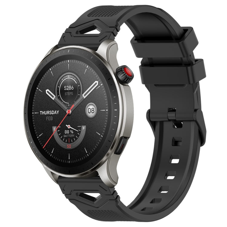 Dotted Black Buckle Silicone Watch Band, For Amazfit Watch 22mm