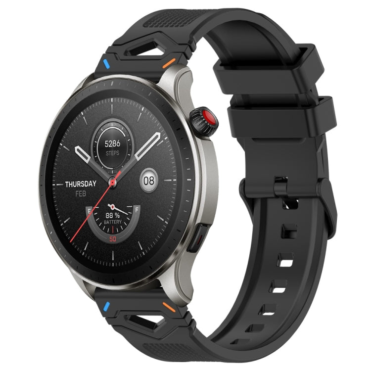 Dotted Black Buckle Silicone Watch Band, For Amazfit Watch 22mm